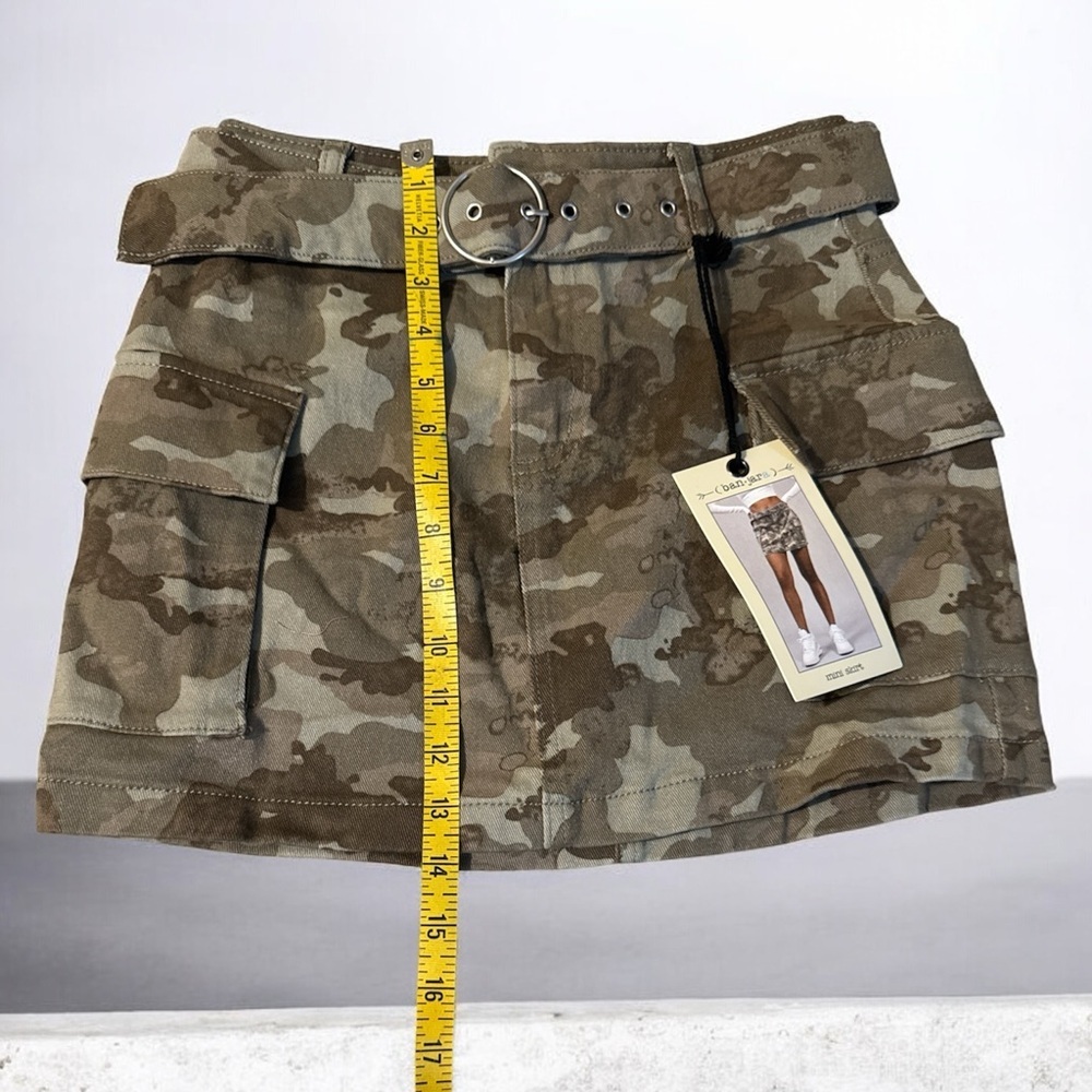 Ban-Jara Camouflage Mini Skirt with Belt nwt sz 0/23 - Picture 7 of 8